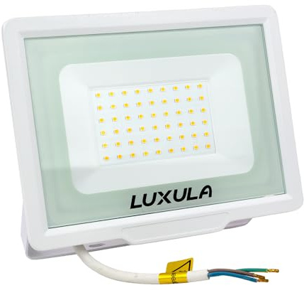 LUXULA LED Strahler Außen 50W 5000lm, 3000K Warmweiß, IP65, Weiß | IP65 wasserdicht, Fluter, Scheinwerfer, LED Außenbeleuchtung für Garten, Einfahrt, Garage und Terrasse, Gehäuse Weiß