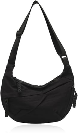 DOKRIN Borse a spalla da donna,1 borsa a tracolla nera da donna a mezzaluna con tracolla regolabile e marsupio con cerniera, adatta per lavoro e viaggi