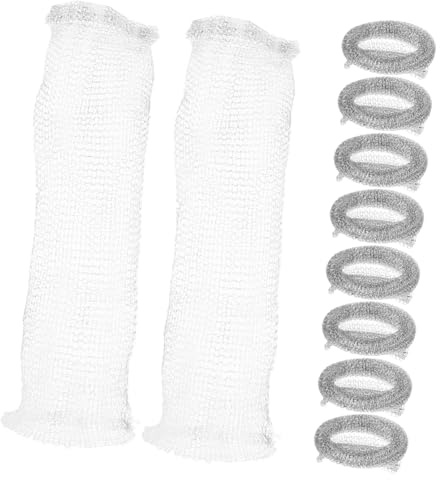 Filtro Lavatrice in Acciaio Inox per Tubo Scarico, 10 Pezzi | Argento, Include Fascette, Resistenza All’usura, Installazione Semplice