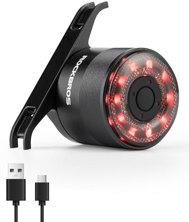ROCKBROS Luce Posteriore Bici, Fanale Posteriore Fanalino RGB LED 5 modalità Illuminazione a 7 Colori, Impermeabile IPX5, USB Ricaricabile Batteria 300 mAh, 2 Modi Installazione Facile per Bicicletta