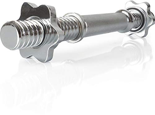 ScSPORTS® Kurzhantelstange - 35/42/48cm, 1er/2er, 30mm, Ergonomisch, Gerändelt, Chrom/Scwarz, Sternverschluss/Federverschluss/Schnellverschluss, Silber (1, 35,5 cm + Sternverschluss)