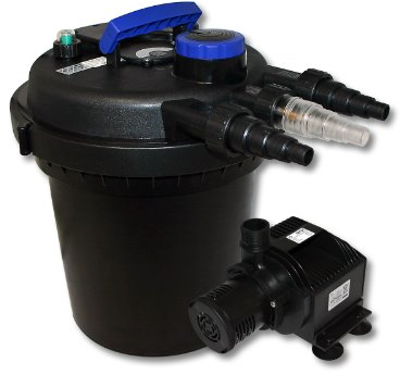 Wiltec Komplettset: CPF-180 Teichdruckfilter bis 6000 L Teichfilteranlage mit 11 Watt UV-C Teichklärer, HJ-5000 ECO Teichpumpe 4000l/h 65W