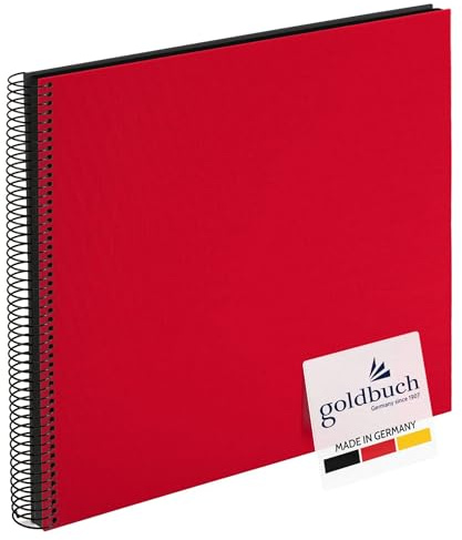 goldbuch 25 993 Spiralalbum Bella Vista, Foto Album 35 x 30 x 1,5 cm - Spirale ⌀ 2,8 cm, Fotoalbum, 40 schwarze Seiten, vorderes Cover aus Leinen, Fotobuch für Bilder und Fotos zum Einkleben, Rot | XXL Album mit rotem Leineneinband, 40 schwarze Seiten aus Fotokarton, Zum Einkleben bis 240 Fotos 9x13 cm, Spirale ⌀ 2,8 cm