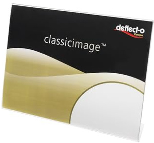Deflecto A5 Landscape Slanted Sign Holder - A5 Plastic Display Stand - A5 Menu Holders - Stands for Display - Leaflet Display Stands - Display Stand A5 Poster Holder