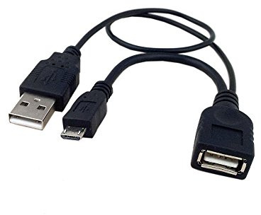 Techly 305595 Cavo USB A F 2.0 OTG Micro USB M con Alimentazione USB, 30cm Nero Nero