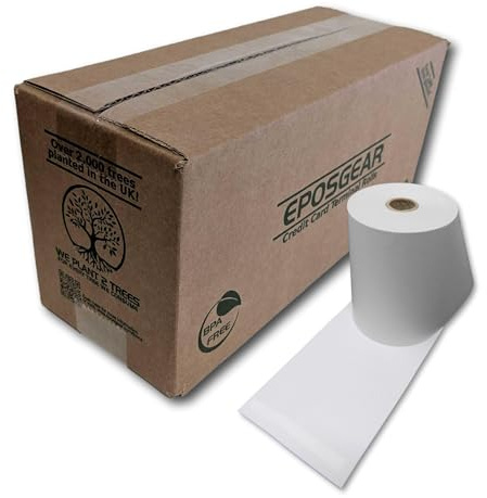 EPOSGEAR® (5 Rolls) 57mm x 50mm 57x50 Thermal Paper Till Cash Register Credit Card PDQ Swipe Machine Receipt Printer Rolls