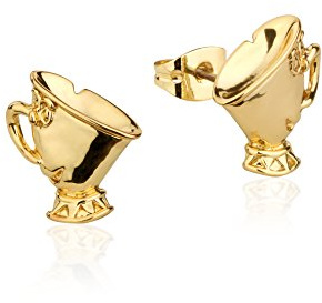 Disney Couture – Boucles d'oreille à tige tasse de thé Zip de La Belle et la Bête