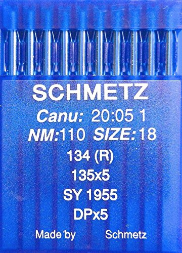 Pack of 10 Schmetz Overlock sewing machine needles, system 134 (R), industrial grade size 110