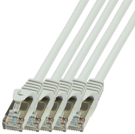 BIGtec LAN Kabel 5 Stück 3m Netzwerkkabel Ethernet Internet Patchkabel CAT.5 grau Gigabit Geschwindigkeit für Netzwerke Modem Router Switch 2 x RJ45 kompatibel zu CAT.6 CAT.6a CAT.7 Stecker