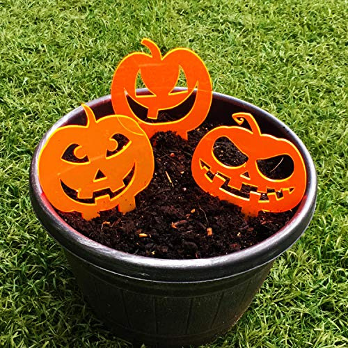 Sun Catcher Garden Decor 3er Set Sonnenfänger Gartenstecker Halloween Kürbisse 10cm hohe Grusel Dekoration für Garten, Balkon oder Terrasse, Farbe:orange