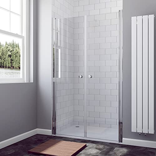 Duschtür Glas Nische Pendeltür Dusche 80 cm Verstellbereich 78-81 cm Höhe 197 cm Duschabtrennung Nischentür Chromoptik 6 mm Sicherheitsglas klar mit Nanobeschichtung
