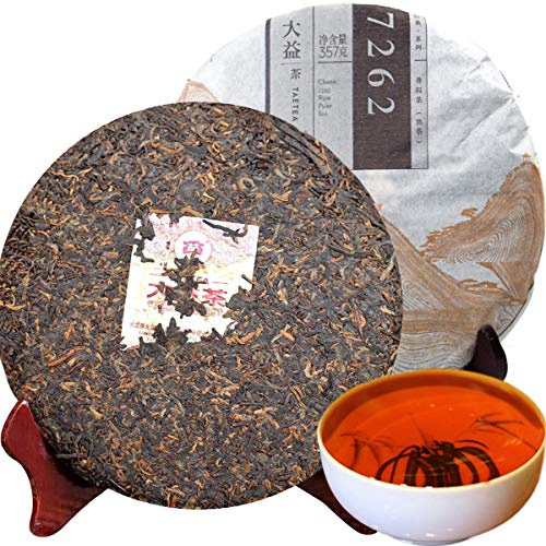 357g （0.787LB） Thé Puer mûr au thé Pu'er chinois Thé noir Thé Dayi Gâteau au thé Pu-erh Thé cuit au thé Vieux arbres Pu erh Thé Soins de la santé Pu er thé Sain Puerh Thé Aliments verts