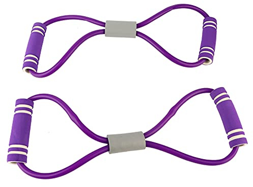 Alomejor 2-Pack 8-Shaped Chest Expander Resistance Bands – Elastic Pull Rope for Upper Body Workout, Strength Training & Fitness Exercise (Purple) – Portable Home Gym, Yoga & Muscl