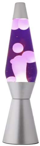 I-TOTAL® - Lampada Lava, effetto bolle, lava lamp colorata (Viola/Bianca)