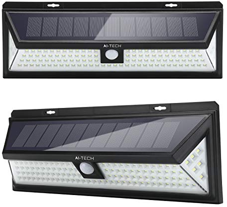 AITECH lampe solaire exterieur 118 LED avec détecteur de mouvement 270 ° Éclairage 3 modes 1200 lm IP65 Étanche Lumière solaire LED extérieure pour jardin 2 Packs
