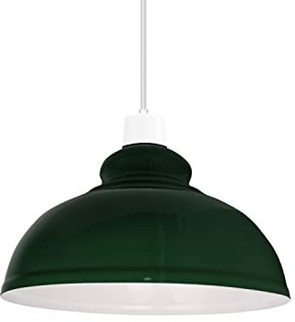 LEDSONE Retro Green Metal Ceiling Lampshade 29cm Easy Fit Modern Hanging Pendant Lightshade for Bedroom Dining Room Hallway Office Industrial Kitchen Restaurant Bar
