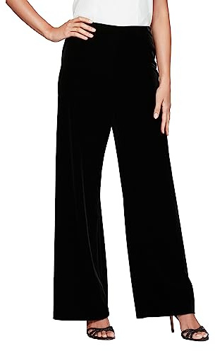 Alex Evenings Women's Straight Leg Full Length Dress Pant (Regular Petite), Black Velvet, MP