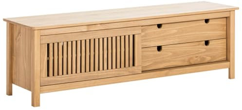 AltoBuy Malia - Meuble TV 1 Porte Coul. 2 Tiroirs Bois Ciré