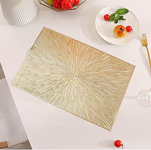 Manteles Individuales Patrón Dorado Salvamanteles Individuales Mesa Juego de 2 manteles Individuales Lavables Antimanchas Antideslizante Resistente Al Calor bajoplatos PVC Vinilo 45x30cm