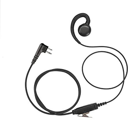 ERIPHA CP100d CP200 Radio Earpiece Compatible with Motorola BPR40 CLS 1110 1410 VL50 RDM2070D DLR1020 Walkie Talkie 2 Pin [C-Ring] Two Way Radio Surveillance Headset with PTT Mic (1 Pack)