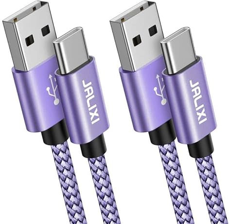 JALIXI Cavo USB Type-C 1 Metro Ricarica Rapida, Cavo Caricatore USB A USB C Nylon per iPhone 15 Pro Max, Samsung Galaxy S24 S23 S22 S21 FE, A55 A54 A52 A35 A34 A25 A23 A15 A14 A13, Viola