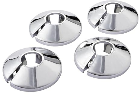 E2trade Chrome 15mm Radiator Pipe Hole Collars Cover Radsnaps (Pack of 4 Collar),Silver