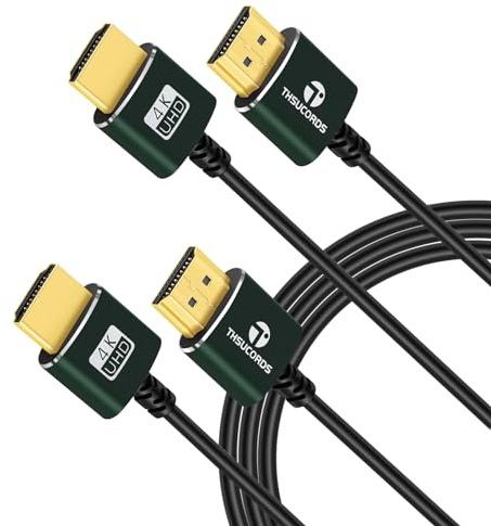 Thsucords Dünnes HDMI auf HDMI Kabel 0,5M 2 Stück, Ultradünnes und Flexibles HDMI Kabel, Unterstützt High Speed 4K@60Hz 18Gbps, 2160p 1080p
