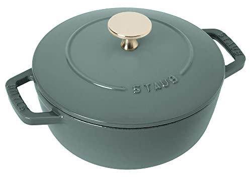 Staub Wa-NABE Z1025-327 Wanabe Eucalyptus S, 6.3 inches (16 cm), Double Handed, Cast Enamel, Pot, Rice Cooking, 1 Cup, Induction Compatible, Authentic Japanese Product with Serial Number