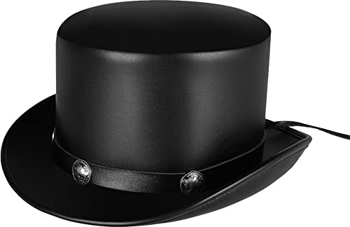 Stakee Leder Magic Hut Flat Hut Steampunk Gentleman Hut Klassischer Schwarzer -Hut Vintage Leder Hut Für Frauen Männer