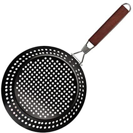 Rachlicy BBQ Grill Pan Grill Tray Frying Grill Pan Stainless Steel Barbeque Mesh Tray Basket with Folding Handle Black