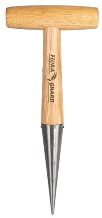 FLORA GUARD Pflanzholz Traditionelle Gartengeräte, Pikierstab für die Hand, leichtes Gewicht, Holzgriff