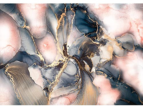 Runa Art Fotomurales Pastel abstracto 352 x 250 cm Fondo De Pantalla XXL Moderna Decoración De Pared Sala Cuarto Oficina Salón Azul Rosa Oro 9585011a