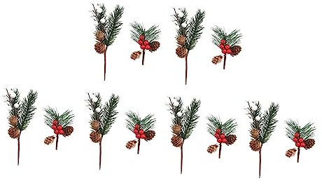 Garneck 12stücke Kiefernschmuck Und Kiefernzweig-Dekoration Weihnachtsdekoration Aus Künstlicher Pflanze Partyzubehör Langlebig Und Farbecht