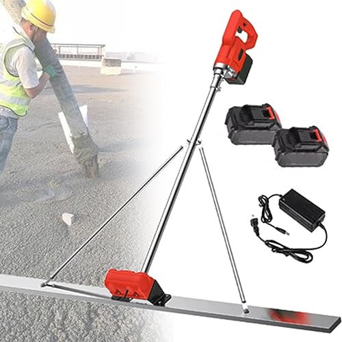 DOZPAL Strumento per la Finitura del massetto di Superficie in calcestruzzo, Motore Vibrante per la Finitura del Cemento del massetto Elettrico Senza Fili, Raschietto in Acciaio Inossidabile