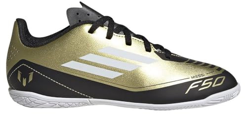 adidas Unisex - Bambini F50 Club Messi Football Boots Indoor, Gold Met/Cloud White/Core Black, 36 2/3 EU
