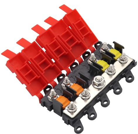 4 Fach Midi Sicherungshalter KFZ Messing Stromverteiler Boot Wohnmobil Wohnwagen Wohnmobilanhänger PKW Camper Caravan Sicherungskasten Midi Halter mit 30A 60A 100A Sicherungen
