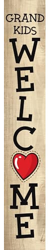 Willkommensschild für Enkelkinder, lustiges Schild für Großeltern, Geschenk für Großeltern, 20,3 x 121,9 cm, Haustürschilder für Zuhause, vertikal, aus Holz, für den Außenbereich, stehend, Veranda