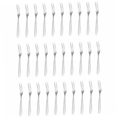 SHOWERORO Forchette da Dessert Colore Argento 30 Pezzi in Acciaio Inossidabile Forchettine da Frutta Resistenti senza Piegatura per Aperitivi e Feste al Bar