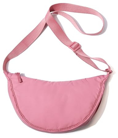 Lebartm Umhängetasche Damen Halbmond Crossbody Nylon Schultertasch Tote Bag Tasche mit Reißverschluss Wasserdicht Shopper für Täglich Arbeiten Freizeit