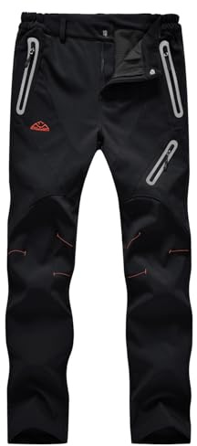 donhobo Womens Waterproof Hiking Walking Trousers,Winter Pants ALL Black M