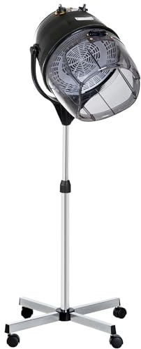 HOMCOM Secador de Pelo Profesional 1180W Secador de Casco con Altura Ajustable Temperatura Regulable Temporizador Capucha y Ruedas Climazon Peluquería para Cuidado del Cabello Negro