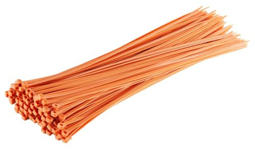 GTSE Heavy Duty Long Orange Cable Ties, 780mm x 9.0mm, Pack of 100, Premium Nylon Zip Ties, Plastic Tie Wraps, Secure Self-Locking Mechanism, for Home, Garden, Office and DIY