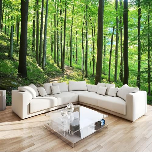 Carta da parati Foresta Verde Fotomurali Murale alla moda Decorazione da Muro Poster 400x280 cm Gigante Design Carta per pareti Ornamento