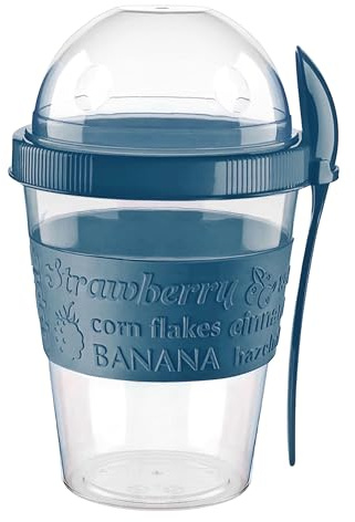 4 alla återanvändbara yoghurtkrukor 600 ml med sked flingförvaringsbehållare med lock lufttät över natten havre burk BPA-fri frukostkopp flingor när du är på språng diskmaskinssäker (glaciär blågrön)