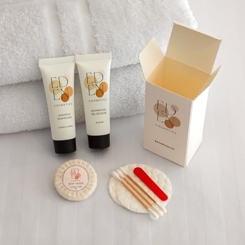 Kit di benvenuto per il bagno | Ideale per affitti Airbnb & Hotel | Cosmetici profumati | Set di 200 kit completi e pronti all'uso | Prodotto Home