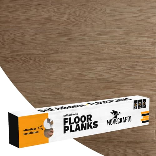 Self Adhesive Floor Planks - 7 Planks Pack Covering 10.47 sq ft / 0.97sqm | Each Stick On Tile Plank Measures 5.9x35.9in (91.4x15.2cm) | Peel and Stick Vinyl Flooring | Beige Grey Wood Effect