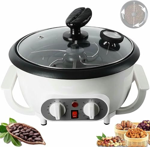 LYJYUJIE 750g Coffee Roaster Machine for Home Use, Multifunctional Electric Coffee Roaster with 1200W Non-stick Pan, Thermometer + Timer + Temperature Setting~/