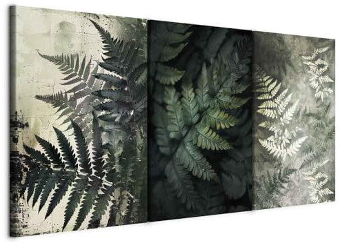 murando Canvas Wall Art Fern Leaf 60x30 cm / 24x12 3 pcs Large Canvas Prints XXL - Art Deco Pictures for Bedroom Walls - Home Decor Wall Pictures for Living Room - Vintage b-H-10135-b-a