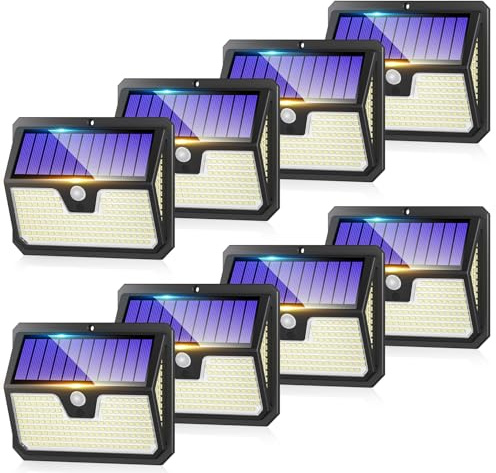 Outdoor Solar Lights Motion Sensor - 8 Pack 238 LED Solar Powered Security Light 3 Modes 270° Wide Angle IP65 Waterproof Outside Solar Pir Wall Lighting for Garden Driveway Porch