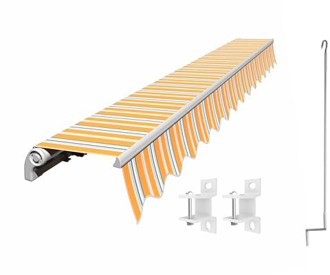 Eclipse Gelenkarmmarkise Economy 2,5x2m mit Handkurbel Markise Sonnenschutz Balkon Terrassenüberdachung Markisenstoff 280g/m² Polyester inklusive UV-Schutzfaktor 50+, Markisentuchfarbe: Sommerbrise